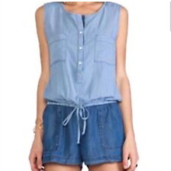 C and C California romper denim with striped denim top size small - Picture 1 of 13